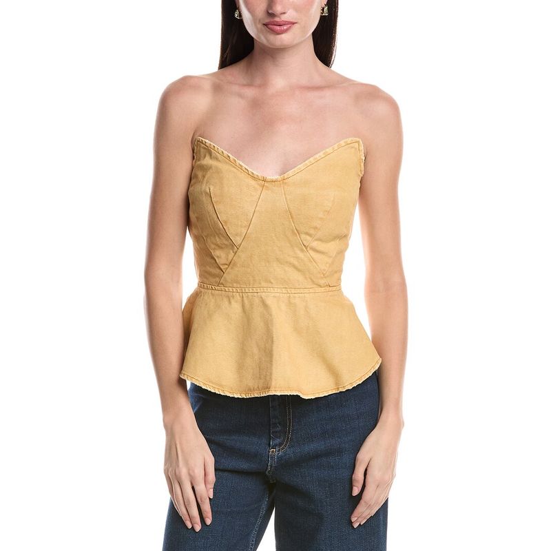 Afrm Womens Merida Princess Peplum Top, Brown